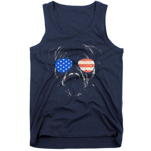 Pitbull American Flag 4th Of July Pitbull Dad Mom Dog Lover Tank Top