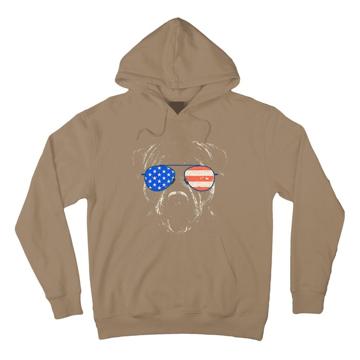 Pitbull American Flag 4th Of July Pitbull Dad Mom Dog Lover Hoodie