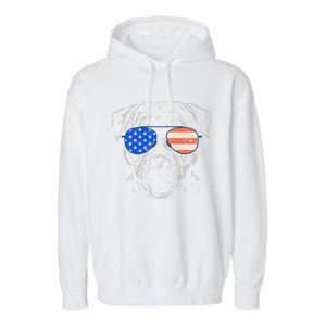 Pitbull American Flag 4th Of July Pitbull Dad Mom Dog Lover Garment-Dyed Fleece Hoodie