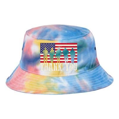 Patriotic American Flag Thank You For Girl Boy Tie Dye Newport Bucket Hat