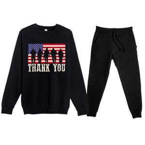 Patriotic American Flag Thank You For Girl Boy Premium Crewneck Sweatsuit Set