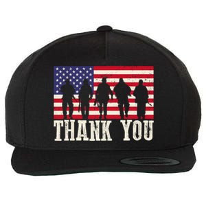 Patriotic American Flag Thank You For Girl Boy Wool Snapback Cap