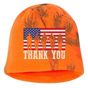 Patriotic American Flag Thank You For Girl Boy Kati - Camo Knit Beanie