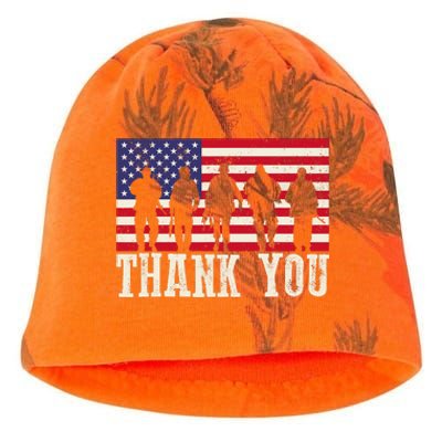 Patriotic American Flag Thank You For Girl Boy Kati - Camo Knit Beanie