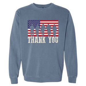 Patriotic American Flag Thank You For Girl Boy Garment-Dyed Sweatshirt