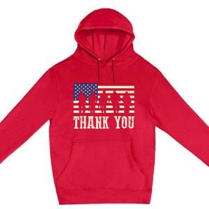 Patriotic American Flag Thank You For Girl Boy Premium Pullover Hoodie