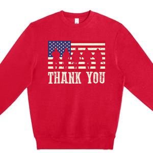 Patriotic American Flag Thank You For Girl Boy Premium Crewneck Sweatshirt