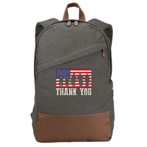 Patriotic American Flag Thank You For Girl Boy Cotton Canvas Backpack