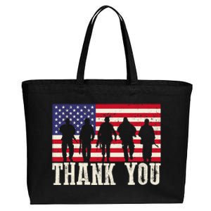 Patriotic American Flag Thank You For Girl Boy Cotton Canvas Jumbo Tote