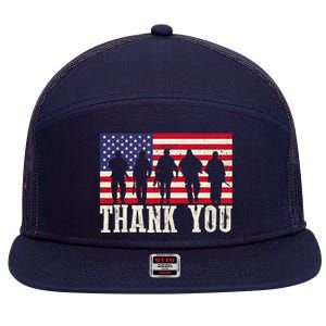 Patriotic American Flag Thank You For Girl Boy 7 Panel Mesh Trucker Snapback Hat