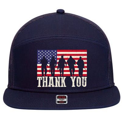 Patriotic American Flag Thank You For Girl Boy 7 Panel Mesh Trucker Snapback Hat