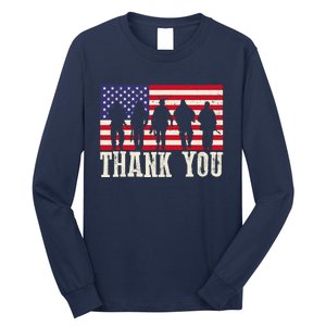 Patriotic American Flag Thank You For Girl Boy Long Sleeve Shirt