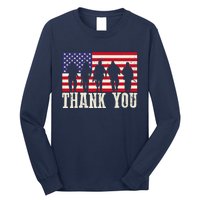 Patriotic American Flag Thank You For Girl Boy Long Sleeve Shirt