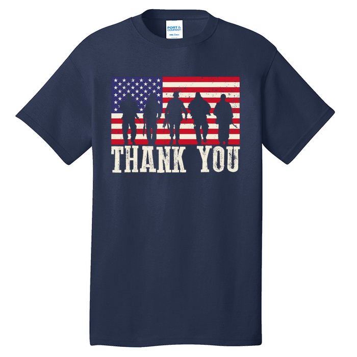 Patriotic American Flag Thank You For Girl Boy Tall T-Shirt