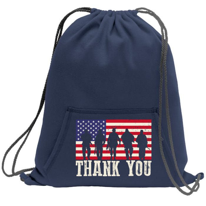 Patriotic American Flag Thank You For Girl Boy Sweatshirt Cinch Pack Bag