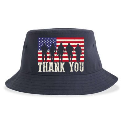 Patriotic American Flag Thank You For Girl Boy Sustainable Bucket Hat