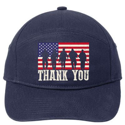 Patriotic American Flag Thank You For Girl Boy 7-Panel Snapback Hat