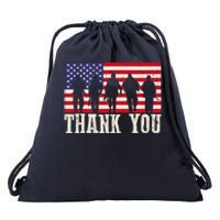 Patriotic American Flag Thank You For Girl Boy Drawstring Bag