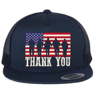 Patriotic American Flag Thank You For Girl Boy Flat Bill Trucker Hat