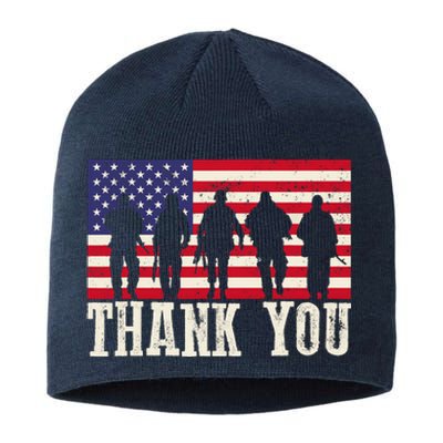 Patriotic American Flag Thank You For Girl Boy Sustainable Beanie