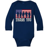 Patriotic American Flag Thank You For Girl Boy Baby Long Sleeve Bodysuit