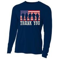 Patriotic American Flag Thank You For Girl Boy Cooling Performance Long Sleeve Crew