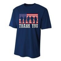 Patriotic American Flag Thank You For Girl Boy Performance Sprint T-Shirt