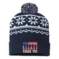 Patriotic American Flag Thank You For Girl Boy USA-Made Snowflake Beanie