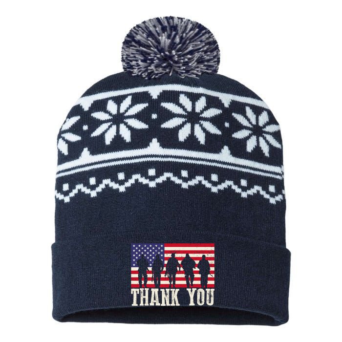 Patriotic American Flag Thank You For Girl Boy USA-Made Snowflake Beanie