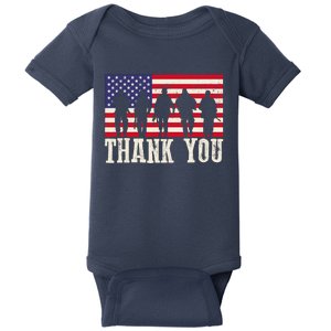 Patriotic American Flag Thank You For Girl Boy Baby Bodysuit