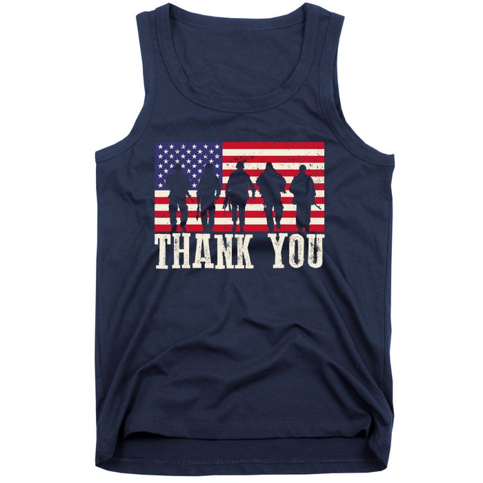 Patriotic American Flag Thank You For Girl Boy Tank Top