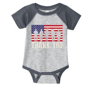 Patriotic American Flag Thank You For Girl Boy Infant Baby Jersey Bodysuit