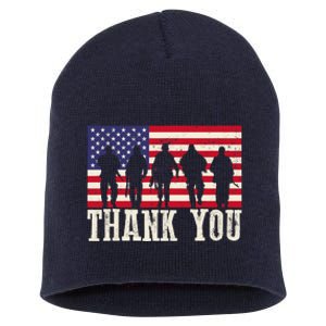 Patriotic American Flag Thank You For Girl Boy Short Acrylic Beanie