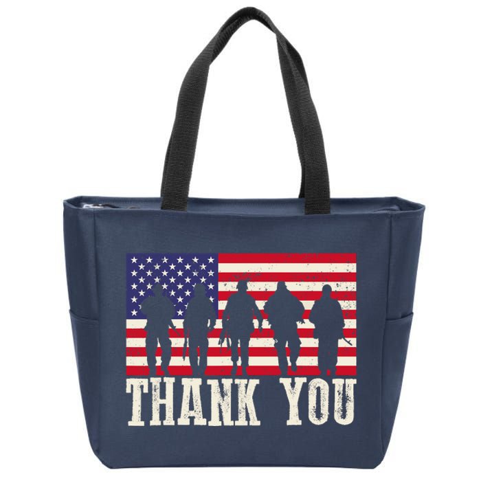 Patriotic American Flag Thank You For Girl Boy Zip Tote Bag