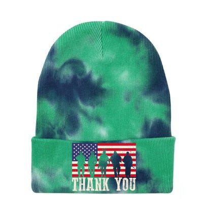 Patriotic American Flag Thank You For Girl Boy Tie Dye 12in Knit Beanie