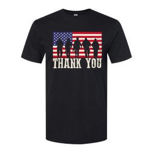 Patriotic American Flag Thank You For Girl Boy Softstyle CVC T-Shirt