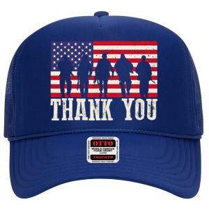 Patriotic American Flag Thank You For Girl Boy High Crown Mesh Back Trucker Hat