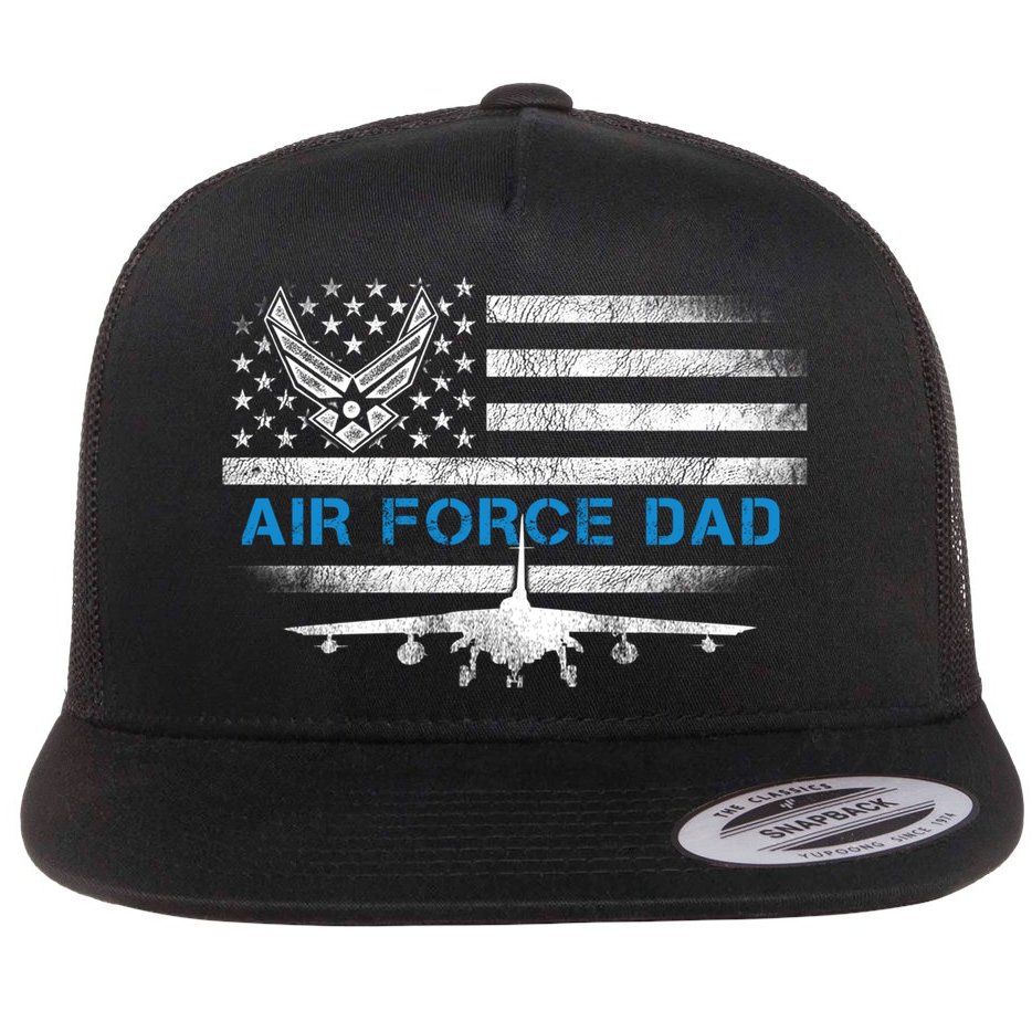 Proud Air Force Dad Cool Gift Veteran Flag Gift Great Gift Flat Bill Trucker Hat