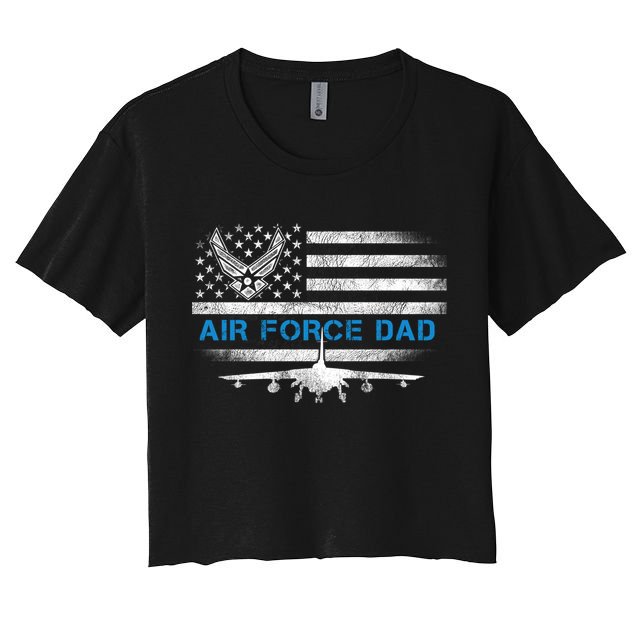 Proud Air Force Dad Cool Gift Veteran Flag Gift Great Gift Crop Top