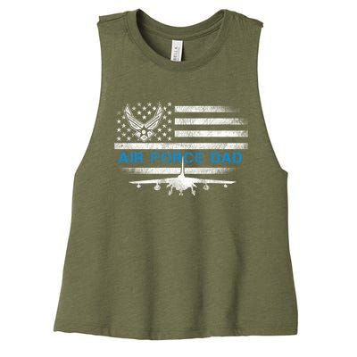 Proud Air Force Dad Cool Gift Veteran Flag Gift Great Gift Women's Racerback Cropped Tank