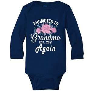 Pregnancy Announcet For GrandparentsPromoted To Grandma Gift Baby Long Sleeve Bodysuit