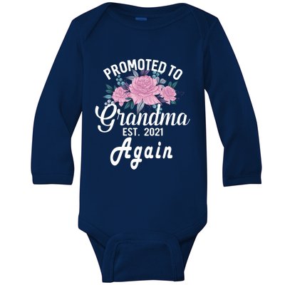 Pregnancy Announcet For GrandparentsPromoted To Grandma Gift Baby Long Sleeve Bodysuit