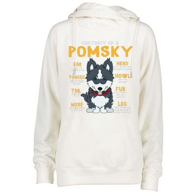 Pomsky Anatomy Funny Dog Mom Dad Gift Womens Funnel Neck Pullover Hood