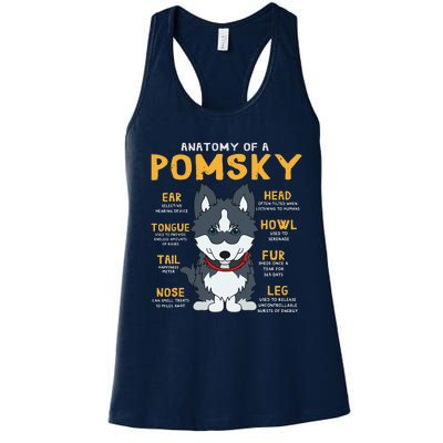 Pomsky Anatomy Funny Dog Mom Dad Gift Women's Racerback Tank