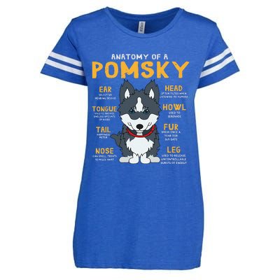 Pomsky Anatomy Funny Dog Mom Dad Gift Enza Ladies Jersey Football T-Shirt