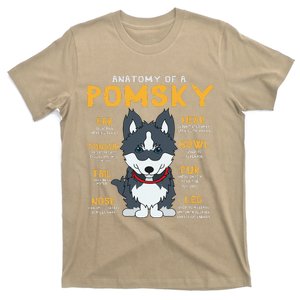 Pomsky Anatomy Funny Dog Mom Dad Gift T-Shirt