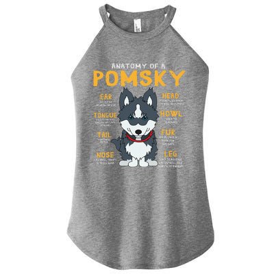 Pomsky Anatomy Funny Dog Mom Dad Gift Women’s Perfect Tri Rocker Tank