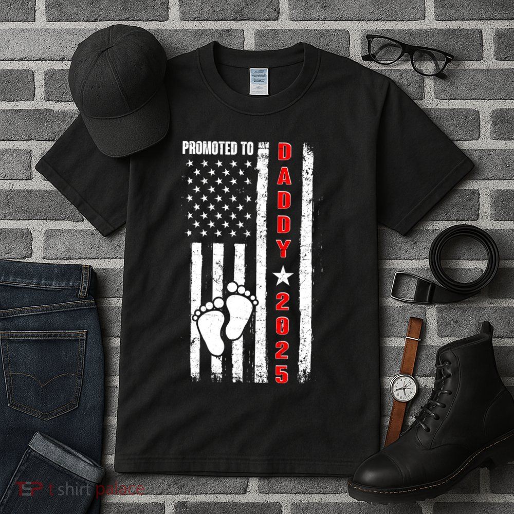 Patriotic American Flag Promoted To Daddy 2025 Tall T-Shirt