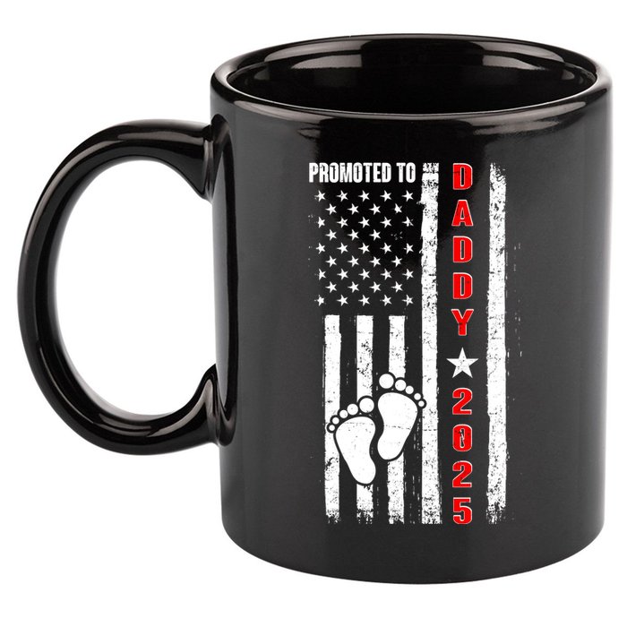 Patriotic American Flag Promoted To Daddy 2025 11oz C Handle Ceramic Mug