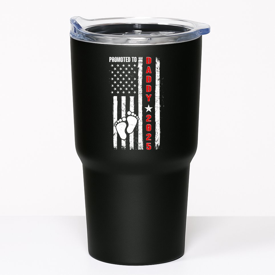 Patriotic American Flag Promoted To Daddy 2025 Tumbler